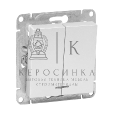 Механизм выключателя EKF UP1-SWA-24 Эпика двухклавишный, с подсветкой, алюминий