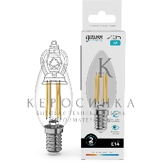 Лампа светодиодная филаментная Gauss Filament 8Вт цок.: E14 свеча св. свеч. бел. нейт. (упак.: 10 шт)