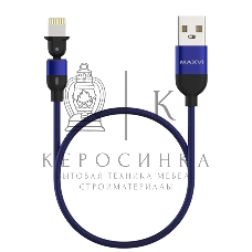 Кабель Maxvi MC-19L blue, USB-A - Lightning, 2.4A, LED ток макс. нагрузки 2.4А, макс. напряжение 5V; стандарт USB 2.0; длина кабеля 1.5м, нейлоновая оплетка, металлические корпуса разъемов,LED подсветка, цвет: синий