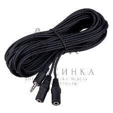 Кабель-разветвитель аудио Cablexpert CCA-415-5M-N, Jack 3.5(M) 3pin/2xJack 3.5(F), 5м, черный, пакет
