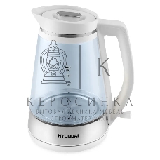 Чайник электрический Hyundai HYK-G3037 1.9 л, 3000 Вт, белый/прозрачный (корпус: стекло)