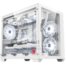 Компьютерный корпус Bloody BD-CC108 белый без БП mATX 9x120мм 2xUSB 3.0 audio bott PSU