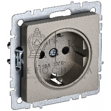 Розетка 1-местная IEK BRITE РС11-1-0-БрШ (BR-R11-16-K37) с заземлением, без защитных шторок, 16А, шампань
