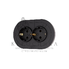Розетка 2-м LEZARD СП OSEN с заземл. ПБТ, круглая, механизм, черный бархат 744-4200-127B
