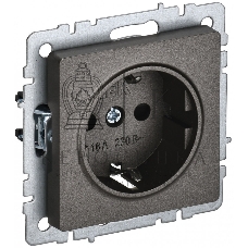Розетка 1-местная IEK BRITE 16А РС11-1-0-БрТБ с заземлением, без защитных шторок, 16А, темная бронза