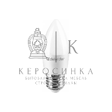 Лампа светодиодная Defender C37-8W-830-E27 свеча, 3000 К, теплый белый, 1 шт.