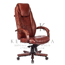 Кресло руководителя Бюрократ T-9923WALNUT светло-коричневый Leather Eichel, кожа, крестовина металл/дерево