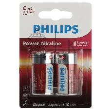 Элемент питания алкалиновый C/LR14 1.5В Power (блист. 2шт) Philips Б0062687