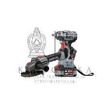 Аккумуляторный бесщеточный НАБОР 2в1 ProfiPower E0092: УШМ E0080 и гайковерт E0081 (Li-ion-2шт 18В, 4.0А·ч, З/У)