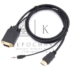 Кабель-переходник аудио-видео Premier 5-983AU HDMI (m)/VGA (m) 1.8м. черный (5-983AU 1.8)