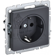 Розетка 1-местная IEK BRITE 16А РС11-1-0-БрГ с заземлением, без защитных шторок, 16А, графит