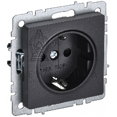 Розетка 1-местная IEK BRITE РС14-1-0-БрЧ (BR-R14-16-K02) с заземлением, с защитными шторками, 16А, черный