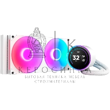 Система жидкостного охлаждения для ПК/Water Cooling System NZXT Kraken Elite 280 RGb (250W, 280мм, LED temp., белый/Fans: 2x140мм, 98.61CFM, 34.5dBA, 2000RPM/Pump height 65мм, 2800RPM, Rad thickness 27мм/S: 1851, 1700, 1200, 115X, AM5, AM4)
