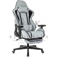 Кресло игровое Zombie Drift/F серо-голубой/черный, крестов. пластик, подст. для ног