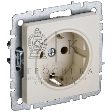 Розетка 1-местная IEK BRITE 16А РС14-1-0-БрКр с заземлением, с защитными шторками, 16А, бежевый