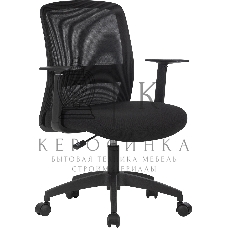 Кресло компьютерное Cactus CS-MC333-BK черный, сиденье черный, сетка/ткань, низк.спин. крестов. пластик, пластик черный