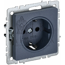 Розетка 1-местная IEK BRITE 16А РС14-1-0-БрМ с заземлением, с защитными шторками, 16А, маренго