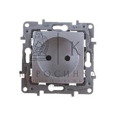 Розетка 2К на винтах, защ. шт., алюминий ETIKA 