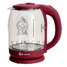 Чайник электрический ВАСИЛИСА ВА-1035 1.8 л, стекло, бордовый, 1500 Вт(12)