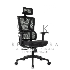 Кресло руководителя Бюрократ MC-711N-H черный, сетка/ткань, с подголов. крестов. пластик