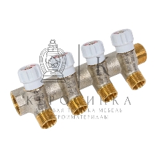 Коллектор 3/4' х 4 выхода 1/2' НР с вентилями