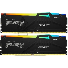 Оперативная память Kingston Fury Beast Black RGB, DDR5, 64Gb (2x32 Gb), 5200 MHz, CL40, радиатор, RGB, черный