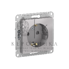 Механизм розетки 1-м СП AtlasDesign с заземл. защ. шторки 16А алюм. SchE ATN000345