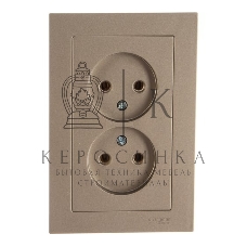 Розетка 2-м AtlasDesign без заземл. 16А в сборе шампань SchE ATN000520