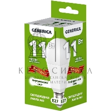 Лампа светодиодная GENERICA LL-A60-11-230-40-E27-G A60 11 Вт грушевидная 4000К E27 230В промо