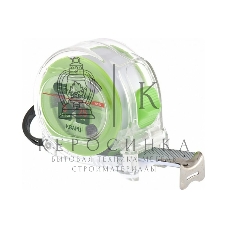 Рулетка Сибртех Кварц, прозрачный корпус, амортизатор, 5 м х 25 мм