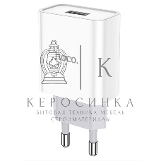 Блок питания (сетевой адаптер) HOCO C81A Asombroso single 1xUSB, 2.1A, 10W, белый