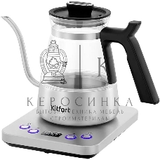 Чайник электрический Kitfort КТ-8707 0.8л. 1300Вт нержавеющая сталь/черный корпус: Металл/стекло/пластик