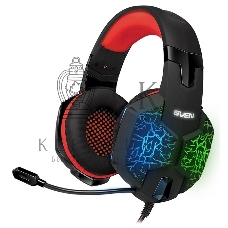 Гарнитура проводная игровая с микрофоном SVEN AP-U988MV, черный-красный (USB, LED, 7.1)