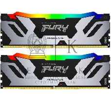 Оперативная память Kingston Fury Renegade, DDR5, 96Gb (2x48Gb), 6400MHz, CL32, DIMM, с радиатором, RGb, серебристый