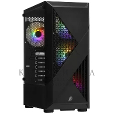Компьютерный корпус 1STPLAYER FIREROSE F3-A черный ATX, TG 4x120мм LED fans inc. F3-A-BK-4F1