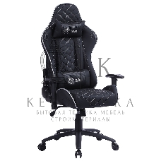 Кресло игровое Cactus CS-CHR-030BLS черный/серебристый, сиденье черный/серебристый, эко.кожа, с подголов. крестовина металл, пластик черный