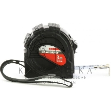 Рулетка Matrix, 3 м х 16 мм, обрезиненный корпус, черный
