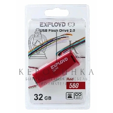 Флешка USB Exployd 580 Red (EX-32Gb-580-Red), 32Gb, USB 2.0, R/W 15/8, красный