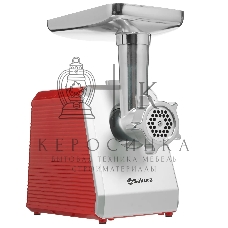 Мясорубка электрическая Sakura SA-6424R красный, 2000 Вт, 3.5 кг/мин, реверс, защита от перегрузки, металлический лоток, насадки - 4