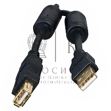 Кабель 5bites UC5011-018A USB2.0, AM/AF, зол.разъемы, ферр.кольца, 1.8м., черный