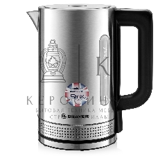 Чайник электрический BRAYER BR1060 2200 Вт, 1.7 л, стальной/черный