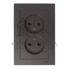 Розетка 2-м AtlasDesign без заземл. 16А в сборе мокко SchE ATN000620