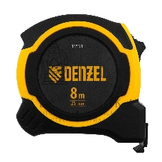 Рулетка Denzel 8м х 25мм, двухкомп. корпус, магнитный обрезиненный зацеп