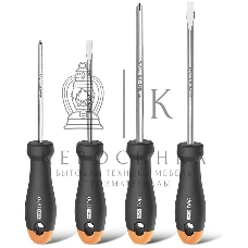 Набор отверток Home Series Gray Deli HT1004C 4шт SL5x100+SL6x150+PH1x100+PH2x150, эксклюзивный дизайн, рукоятка из высококачественного софттач пластика