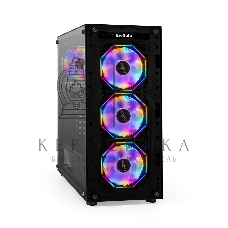 Компьютерный корпус Miditower ExeGate i3 BASE-NPX600 (ATX, БП 600NPX с вент. 12 см, с окном, 1*USB+1*USB 3.0, аудио, 4 вент. 12см с RGb подсветкой)