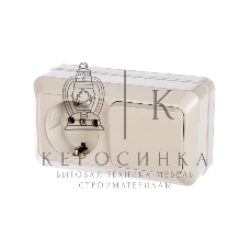 Блок выключатель одноклавишный + розетка с заземлением Олимп горизонтальный белый