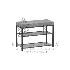 Банкетка ЗМИ Торонто 23S каркас черный, сиденье серый БТ23СЧС