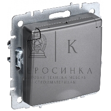 Розетка 1-местная IEK BRITE РСбш10-3-БрС с заземлением, с защитными шторками и крышкой, 16А IP20, сталь