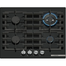 Газовая варочная панель Bosch PPH6A6I40O 5.8x59x52 см, WOK, закаленное стекло, независимая, черная