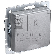 Розетка 1-местная IEK BRITE РСбш10-3-БрА (BR-R16-16-K47) с заземлением, с защитными шторками и крышкой, 16А IP20, алюминий